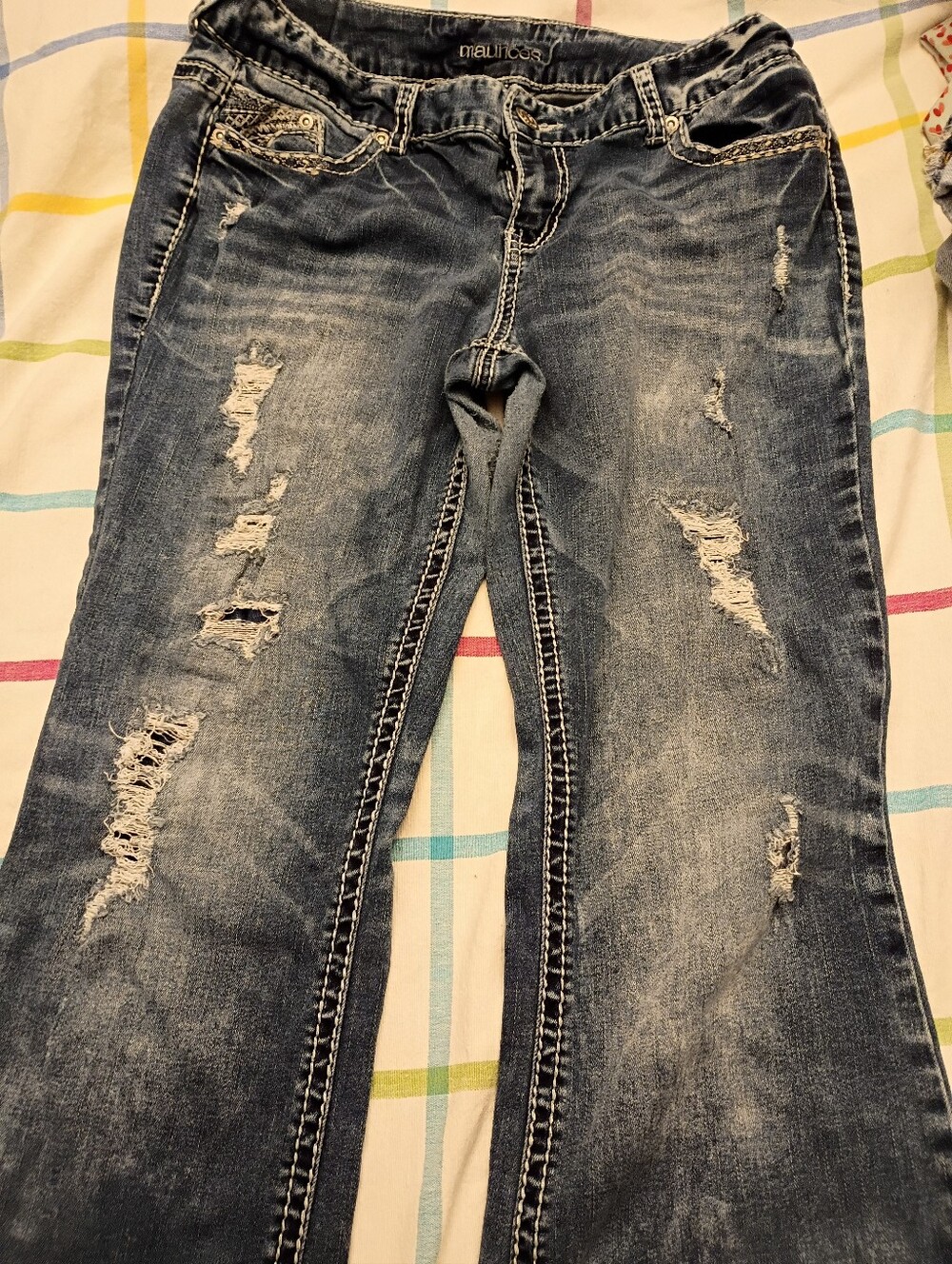 Maurices Women's Distressed Medium Blue Boot Cut Jeans